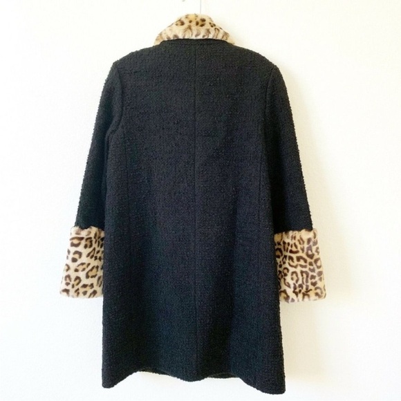 Kate Spade Leopard Cuff Boucle Faux Fur Jewel Button Coat 2 - Picture 4 of 16
